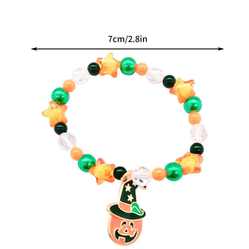 Halloween ghost pumpkin bracelet set black beaded 2