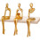Statuette de penseur en résine Grusce dorée (3 pièces) 2