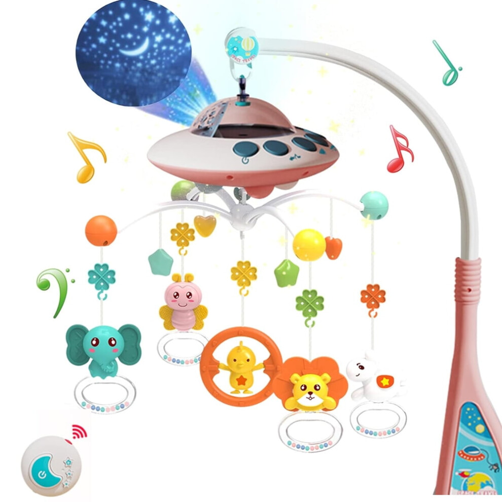 Baby crib mobile with lights and star projection
