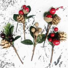 Decorazioni floreali natalizie con pigne artificiali, 5 pezzi, 10 cm