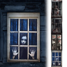 Halloween-Horror-Vorhangbanner-Stoffhintergrund (1 Stück)