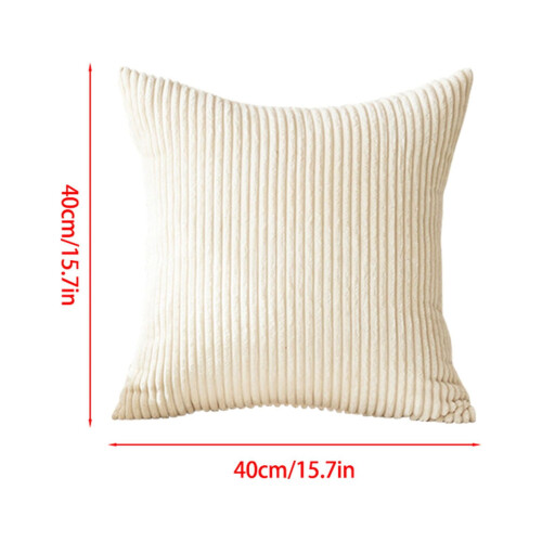 Gestreepte corduroy kussensloop beige 40x40cm set van 2 2