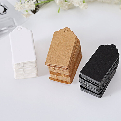 Etiquetas de papel para presentes, brancas, pretas e marrons, 100 unidades, 2 x 4 cm (0,79 x 1,57 polegadas).