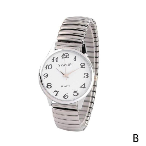 Reloj de pulsera unisex de cuarzo con correa extensible.