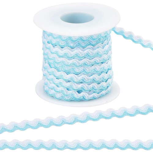 Ruban RIC Rac cyan clair blanc 17,5 yards