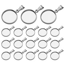Bandejas para colgantes de joyería de acero inoxidable, 20 unidades, color plata, 12 mm
