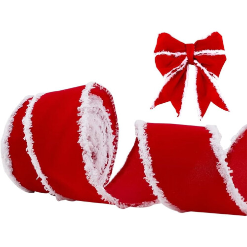 Rotes Samtband, 6,35 cm x 9,14 m, einseitig gewebtes Polyester