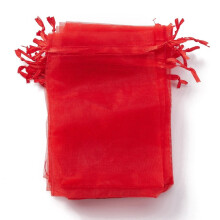 Sachets cadeaux en organza rouge 15 x 10 cm avec cordon de serrage, 100 pièces