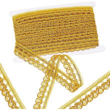 Galon en dentelle tressée métallique, forme coquillage doré, 15 yards