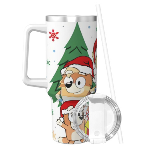 Copo térmico personalizado de aço inoxidável de 40 oz com alça e 1
