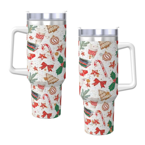 Copo térmico personalizado de aço inoxidável de 40 oz com alça e 2