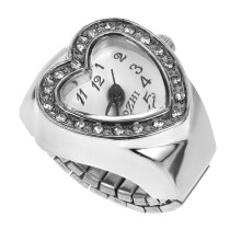 Reloj de cuarzo con forma de corazón y anillo elástico (1 unidad)