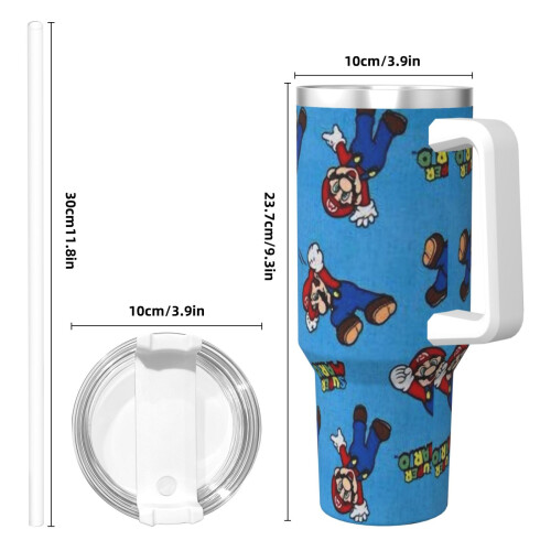 Ποτήρι Mario από ανοξείδωτο ατσάλι 40oz με λαβή και καλαμάκι 1