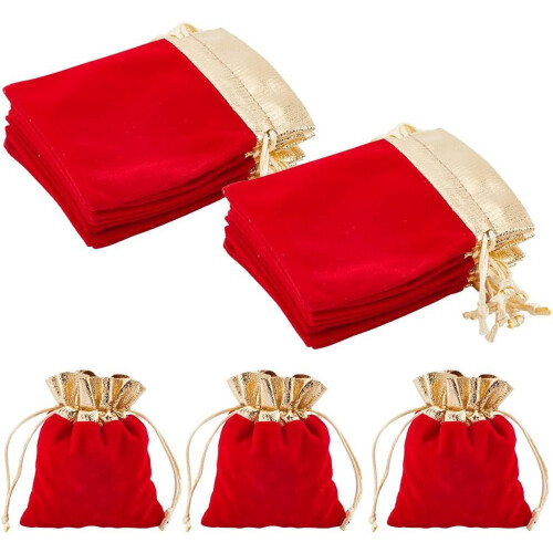 Schmuckbeutel aus Samt, rot, 10 x 12 cm, 20er-Pack