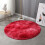 Round Shag Rug Polyester 43.3in x 43.3in Red 1.5in Thick 7