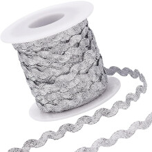 Galon ric-rac argenté pailleté 5 mm 27 yd Frange ondulée