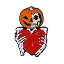 Szpilki emaliowane na Halloween, szkielet, duch, dynia, nietoperz, pająk