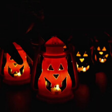 Suport pentru lumânări tip pastilă cu felinar de dovleac de Halloween, portocaliu