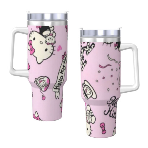 Personalisierter Hello Kitty 40oz Edelstahlbecher mit 2