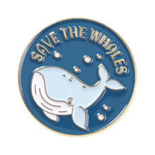 Metalen speldje met de afbeelding van een walvis in de zee (1 stuk)