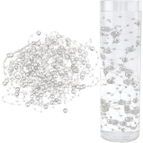 Collier de perles artificielles grises 3-8 mm, 10 brins