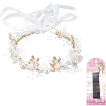 Bijou de tĂŞte en forme de fleur de cristal avec strass, perles et alliage