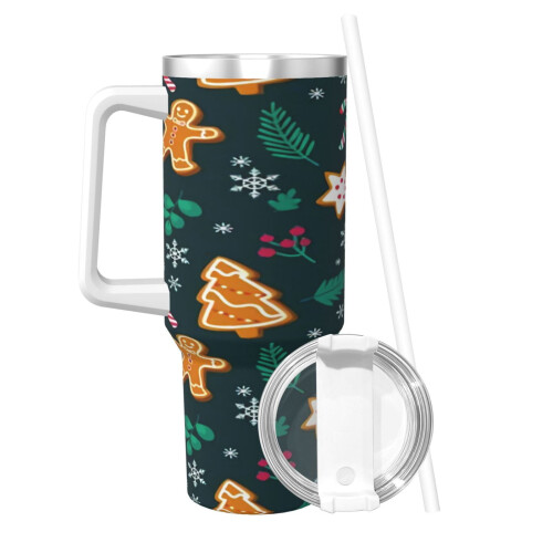 Copo térmico personalizado de aço inoxidável de 40 oz com alça e 1