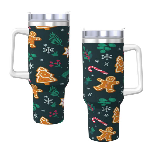 Copo térmico personalizado de aço inoxidável de 40 oz com alça e 2