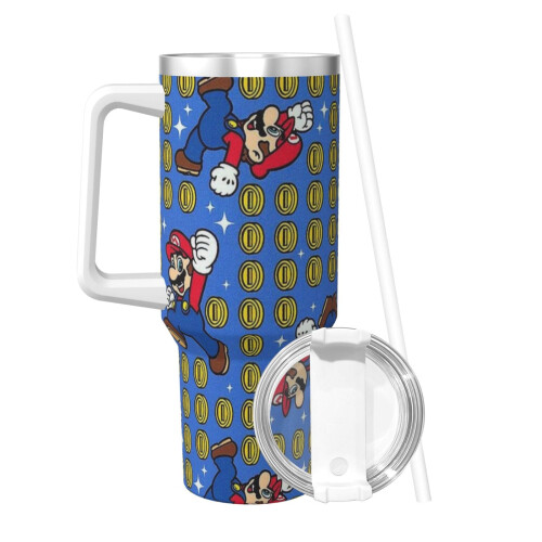 Ποτήρι Mario από ανοξείδωτο ατσάλι 40oz με λαβή και καλαμάκι 1