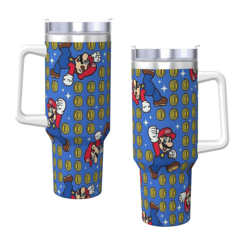 Ποτήρι Mario από ανοξείδωτο ατσάλι 40oz με λαβή και καλαμάκι 2