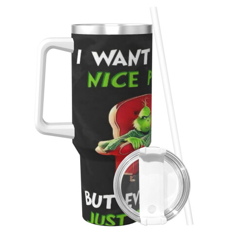 Copo térmico personalizado de aço inoxidável de 40 oz com alça e 1