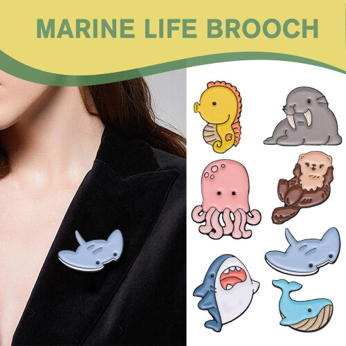 Broche de esmalte com tema de vida marinha e oceano (1 peça) 2