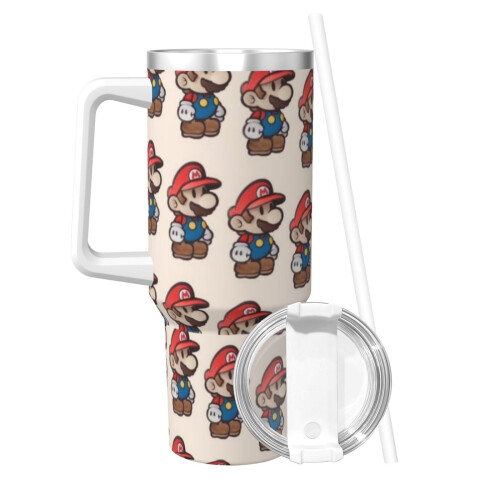 Ποτήρι Mario από ανοξείδωτο ατσάλι 40oz με λαβή και καλαμάκι 1