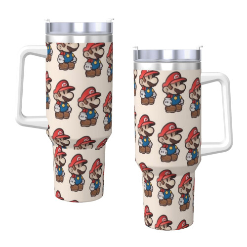 Ποτήρι Mario από ανοξείδωτο ατσάλι 40oz με λαβή και καλαμάκι 2