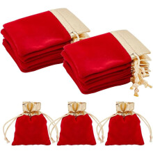 Pochettes Ă cordon en velours rouge 10 x 7 cm, lot de 25