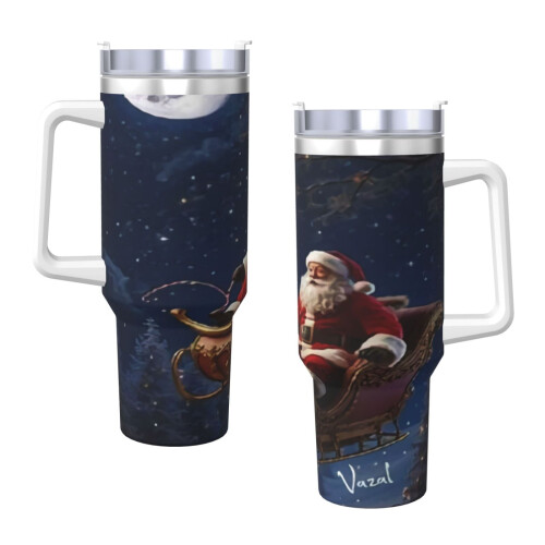 Copo térmico de aço inoxidável de 40 oz com alça e canudo. 2