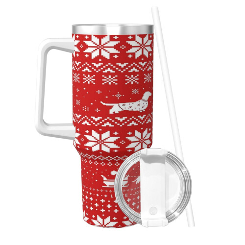 Gobelet isotherme 40 oz avec motif de pull de Noël teckel 1