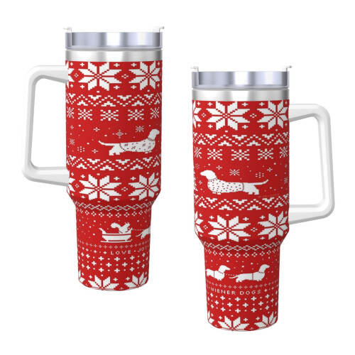 Gobelet isotherme 40 oz avec motif de pull de Noël teckel 2