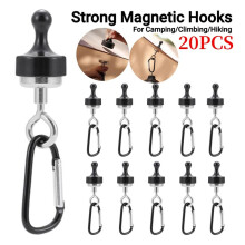 20pcs Strong Magnetic Camping Carabiner Portable Tent Canopy Carabiner Magnet Hanger Outdoor Camping Light Magnetic Hook