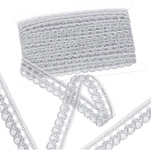 Galon en dentelle métallique argentée en forme de coquillage, 15 yards