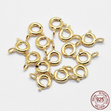Fecho de argola com mola em prata de lei 925, 10 peças, 7x6x1mm