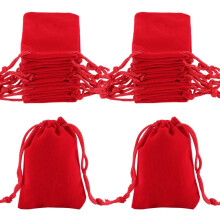 Pochettes à bijoux rectangulaires en velours rouge 7 x 5 cm (25 pièces)