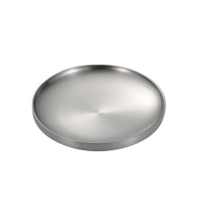 Thick Stainless Steel Round Dinner Plate Western Dessert Dishes Tray Double-Layer Anti-Scalding Dining Home Decoration D
