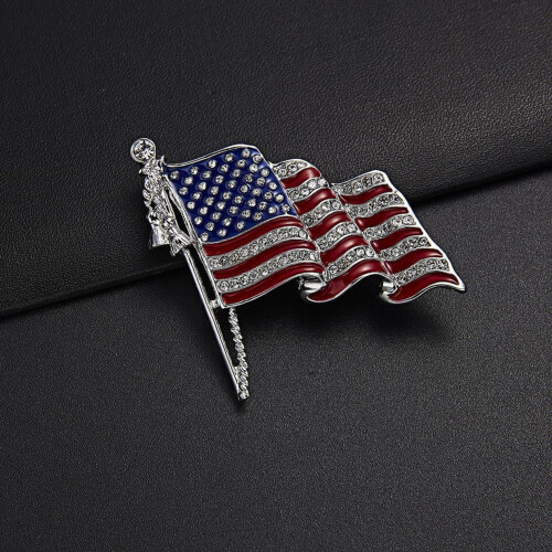 American Flag Lapel Pins Silver Tone 2 Pack 1