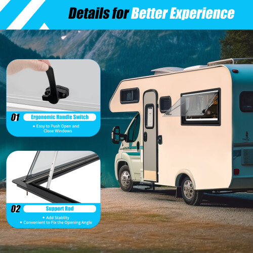 900*500mm RV window caravan ventilation extrapolated aluminum 2