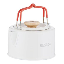 1100ml Portable Camping Kettle - Heat-Resistant Handle, Ideal for Tea & Coffee, Camping Water Boiler,White