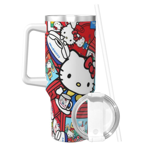 Vaso personalizado de Hello Kitty de 40 oz, acero inoxidable 1