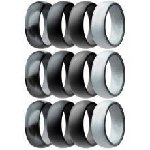Anneaux de fitness en silicone argenté gris foncé (12 pièces)