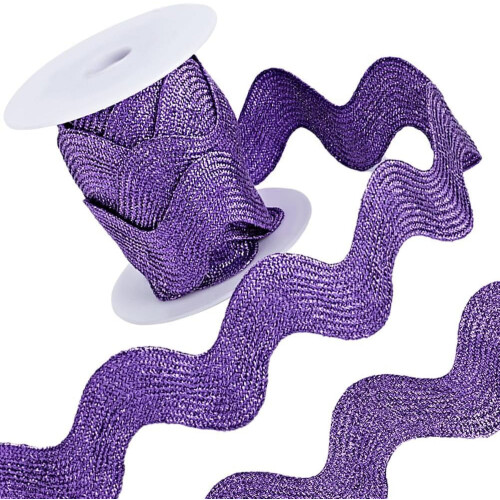 RIC Rac-list blå violett metallic glitter 3,5 cm 5 meter