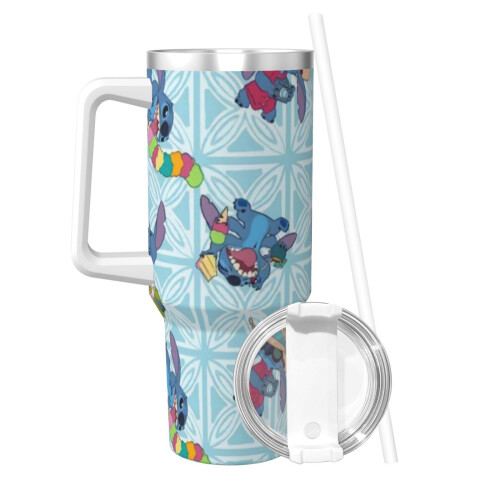 Ποτήρι από ανοξείδωτο ατσάλι Stitch40oz με λαβή και καλαμάκι 1